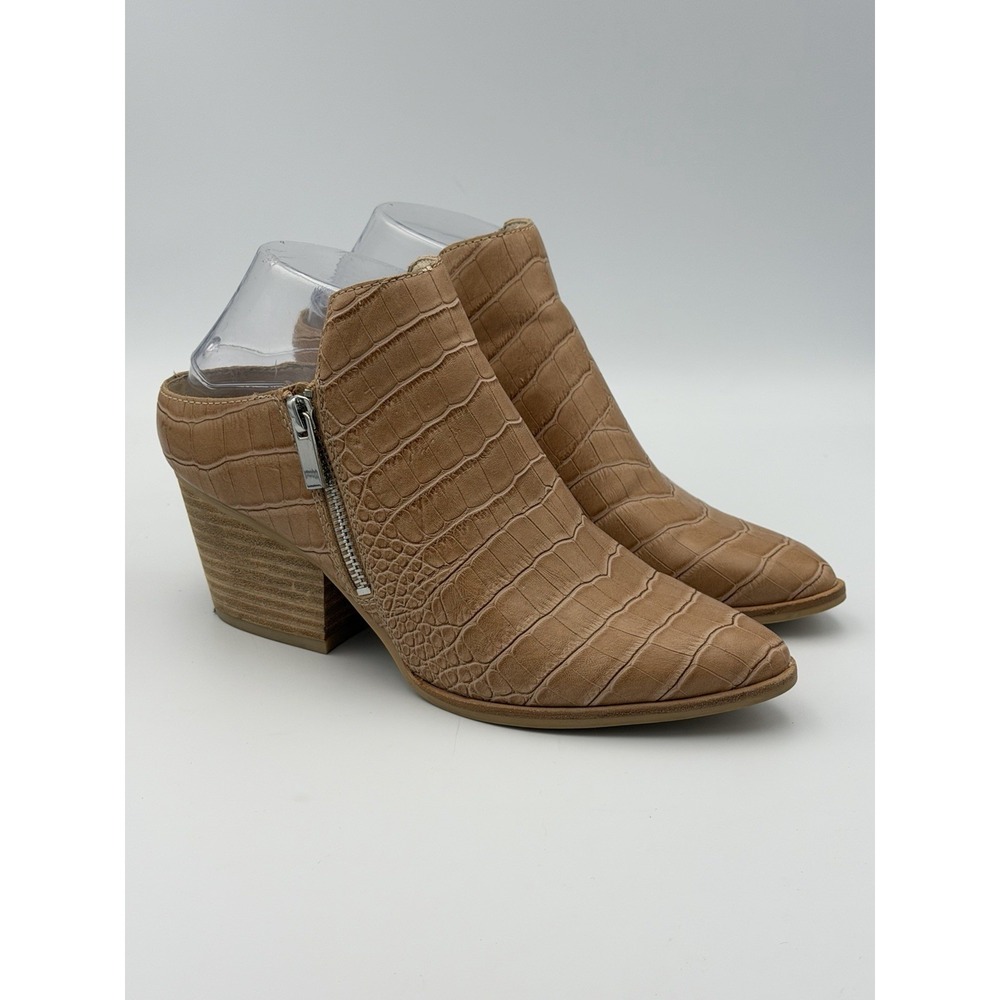 Dolce Vita Stella Cafe Croco Mule Booties Tan Western Pointed Toe Size 7